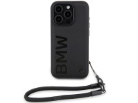 BMW Signature Leather Wordmark Cord case for iPhone 15 Pro Max - black BMW Signature Leather Wordmark Cord case for iPhone 15 Pro Max - black