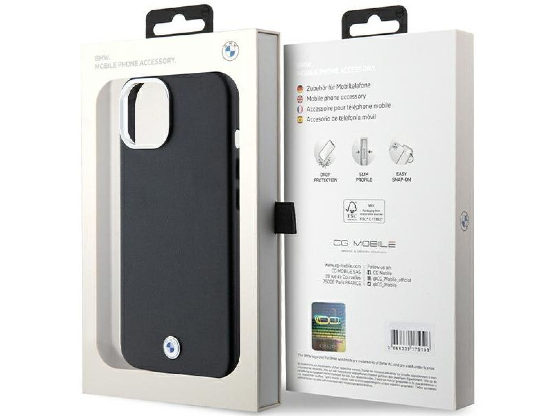 BMW Signature Wrapped Metal MagSafe Case for iPhone 14/15/13 - Black