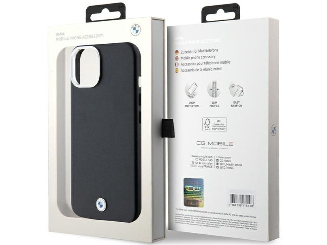 BMW Signature Wrapped Metal MagSafe Case for iPhone 14/15/13 - Black