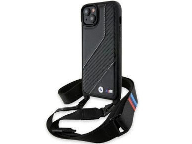 Capa BMW M Edition com faixa de carbono e al�a para iPhone 15/14/13 - preta
