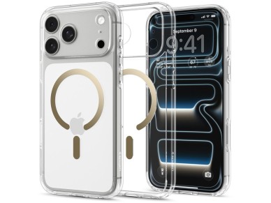 Capa Spigen Ultra Hybrid MagSafe para iPhone 18 Pro Max / 17 Pro Max - Dourada Transparente
