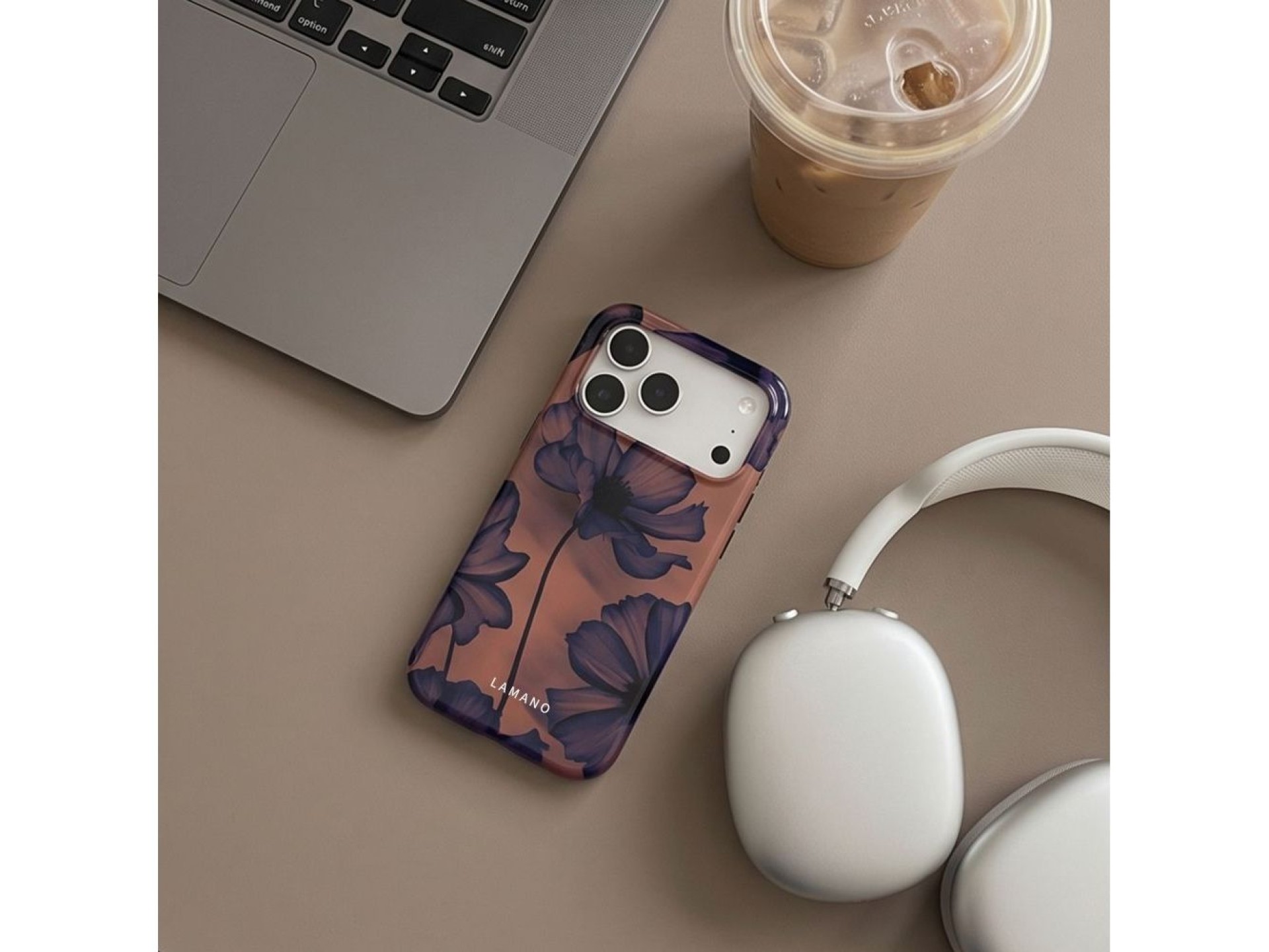 Capa Tech-Protect Lamano MagSafe para iPhone 18 Pro / 17 Pro - azul marinho e marrom