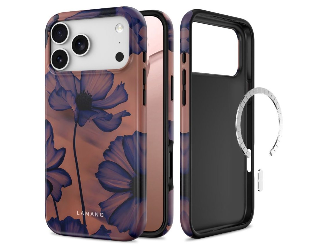 Capa Tech-Protect Lamano MagSafe para iPhone 18 Pro / 17 Pro - azul marinho e marrom