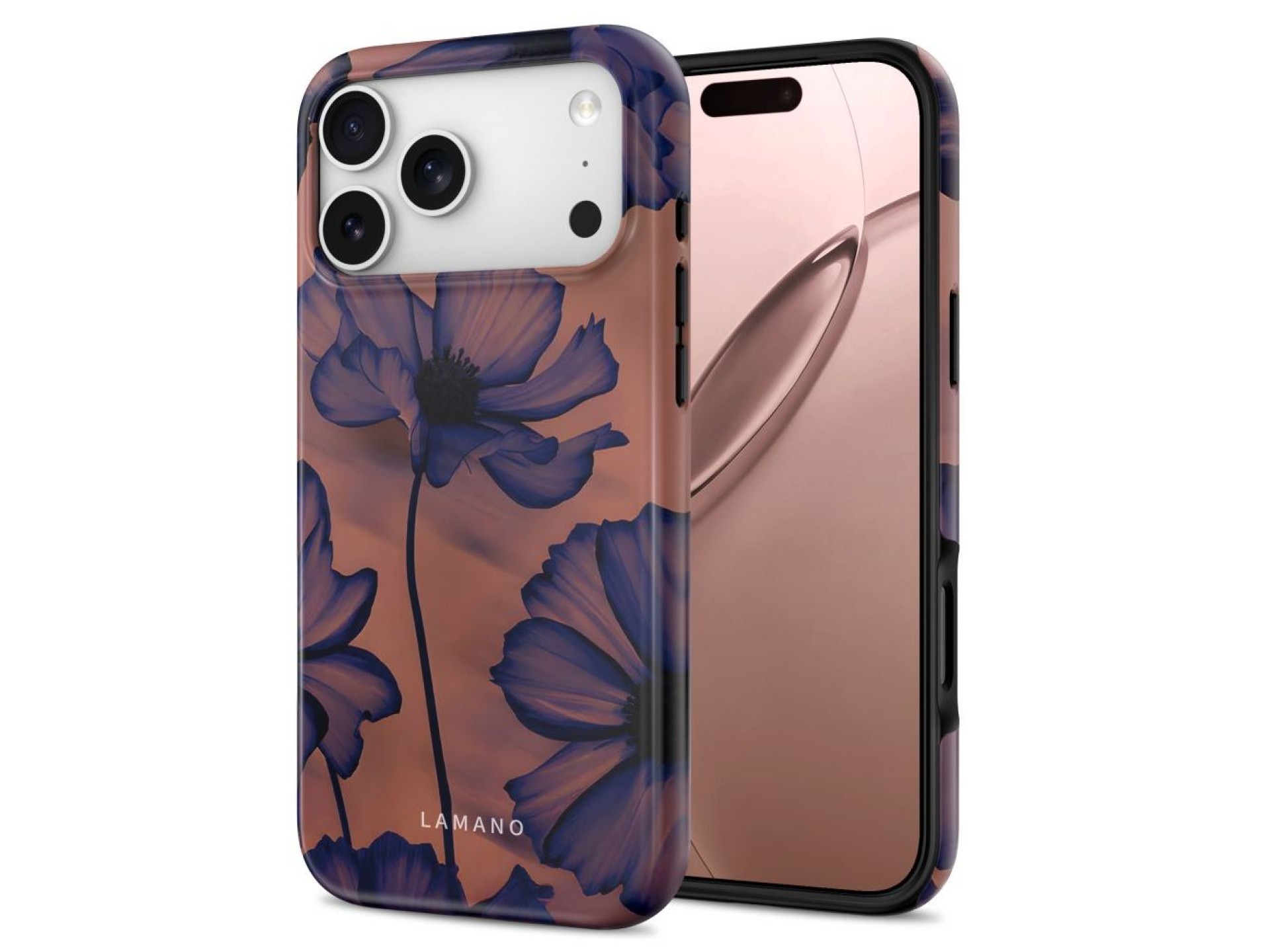 Capa Tech-Protect Lamano MagSafe para iPhone 18 Pro / 17 Pro - azul marinho e marrom