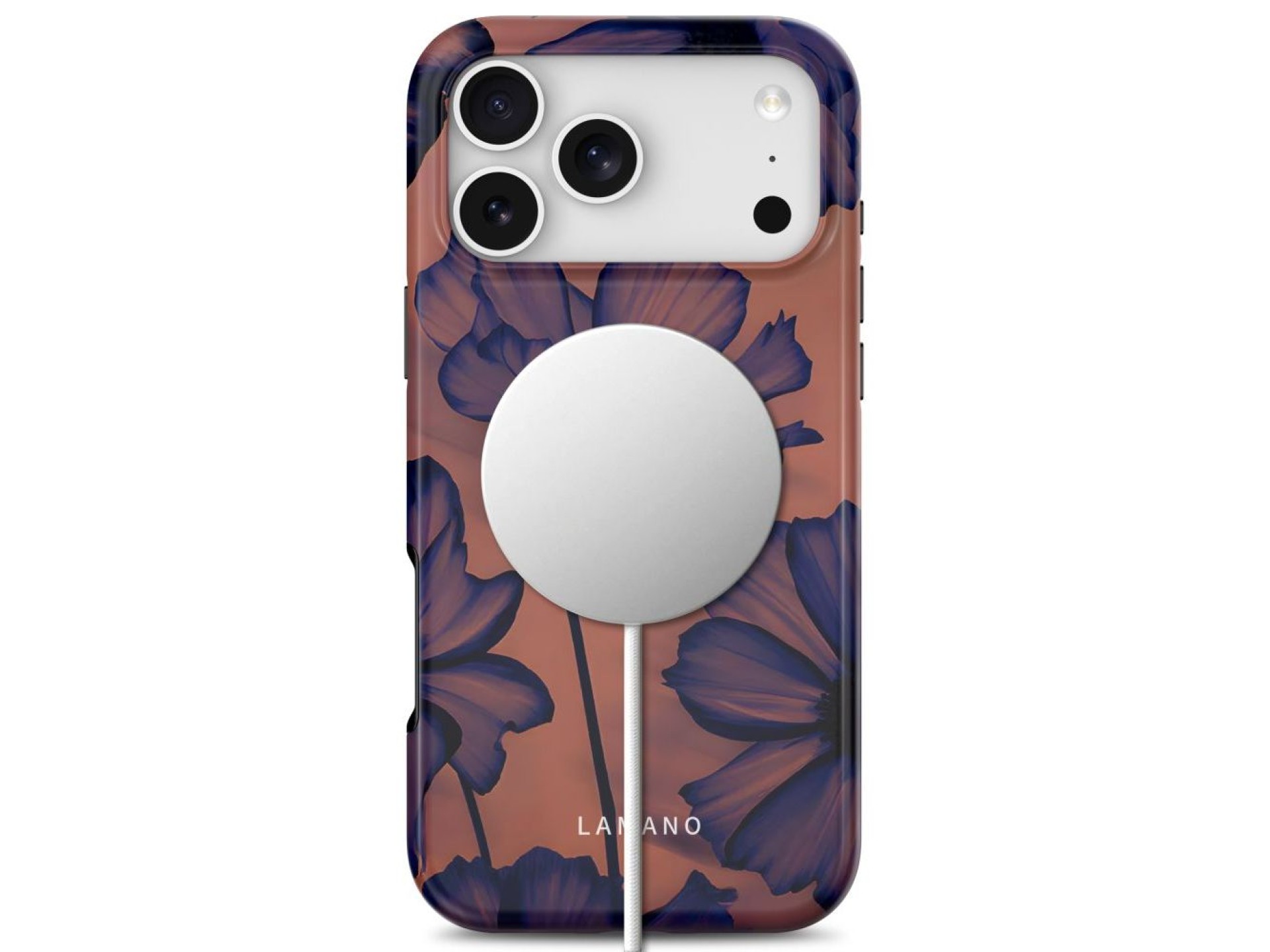 Capa Tech-Protect Lamano MagSafe para iPhone 18 Pro / 17 Pro - azul marinho e marrom