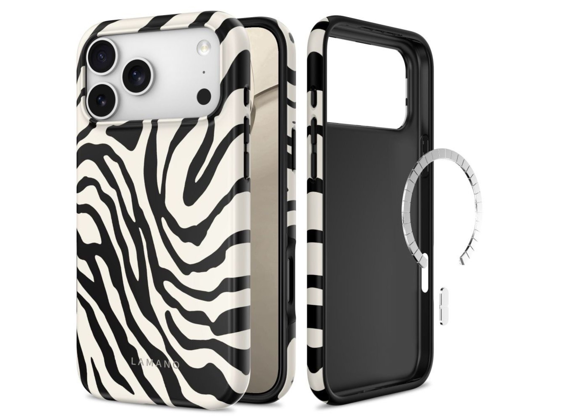 Funda Tech-Protect Lamano MagSafe para iPhone 18 Pro / 17 Pro - blanco y negro