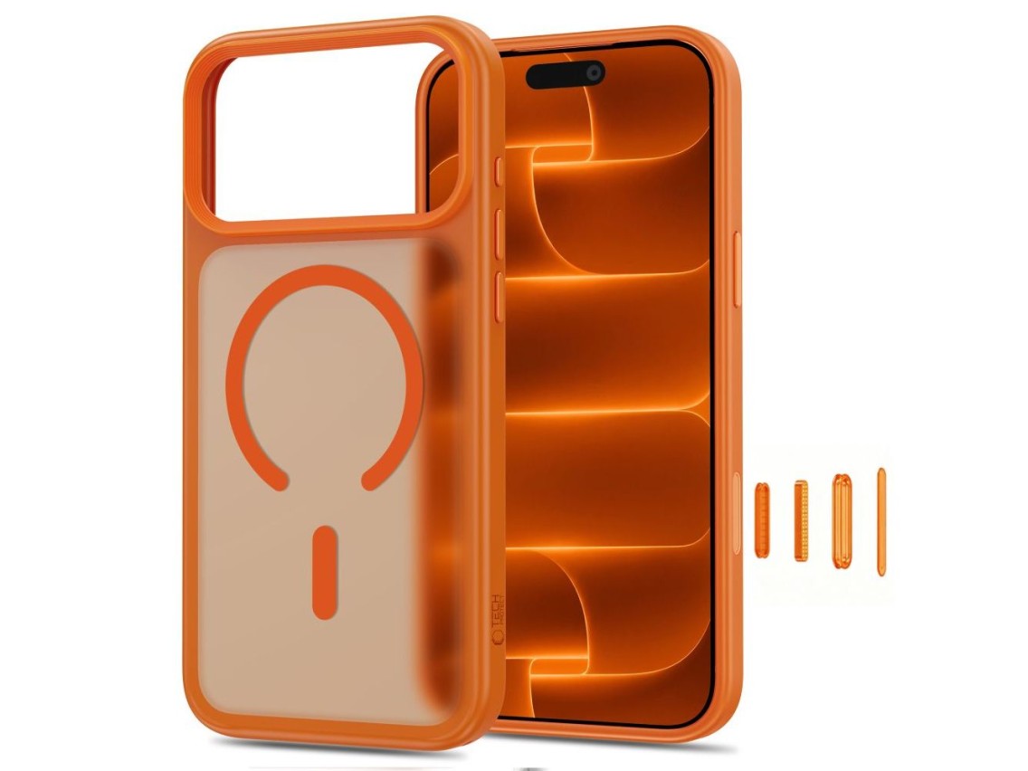 Capa Tech-Protect Magmat Magsafe CC para iPhone 18 Pro / 17 Pro - laranja fosco