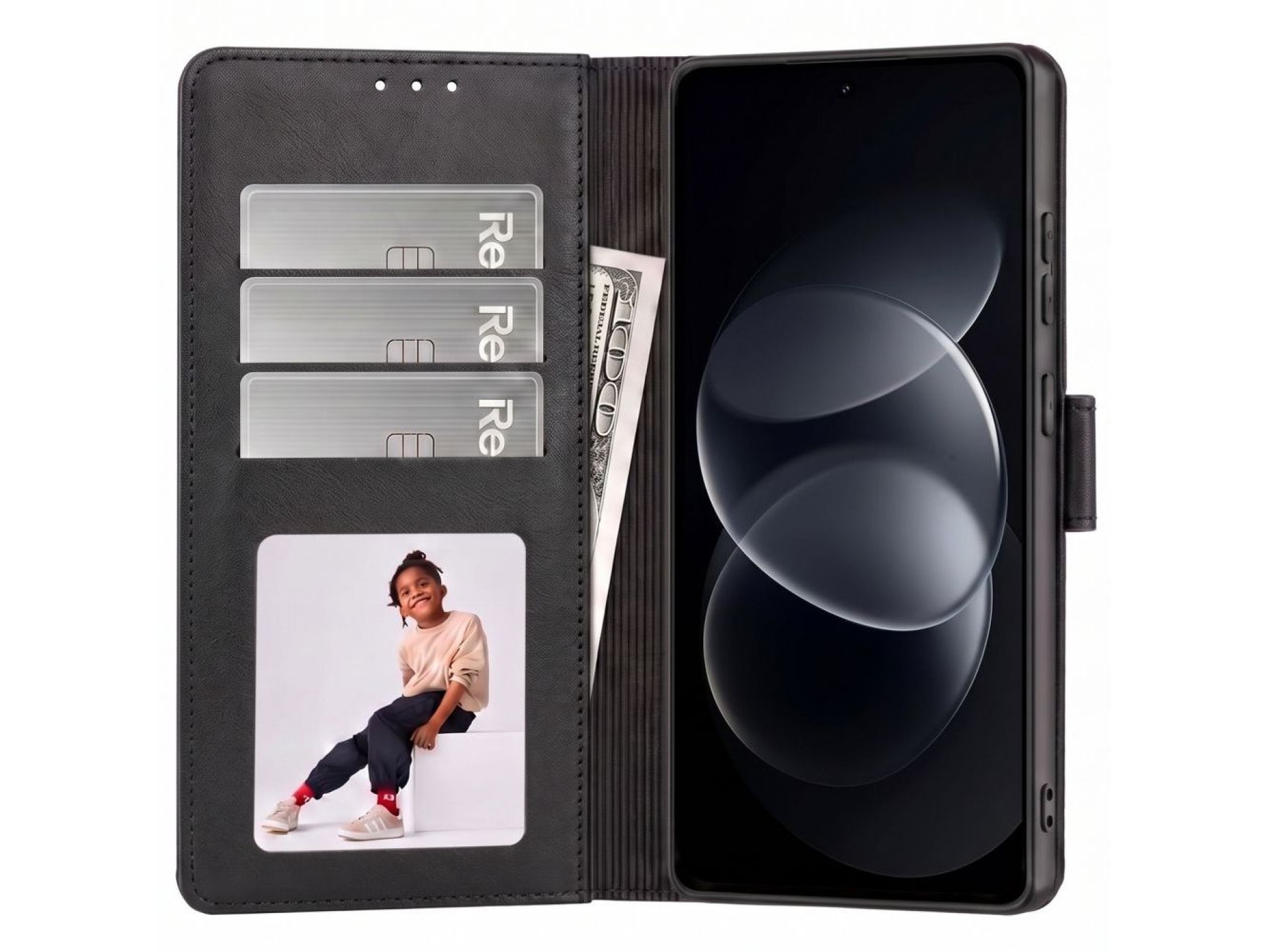 Capa carteira Tech-Protect para Xiaomi Redmi Note 17 Pro Max 5G - Preto Fosco