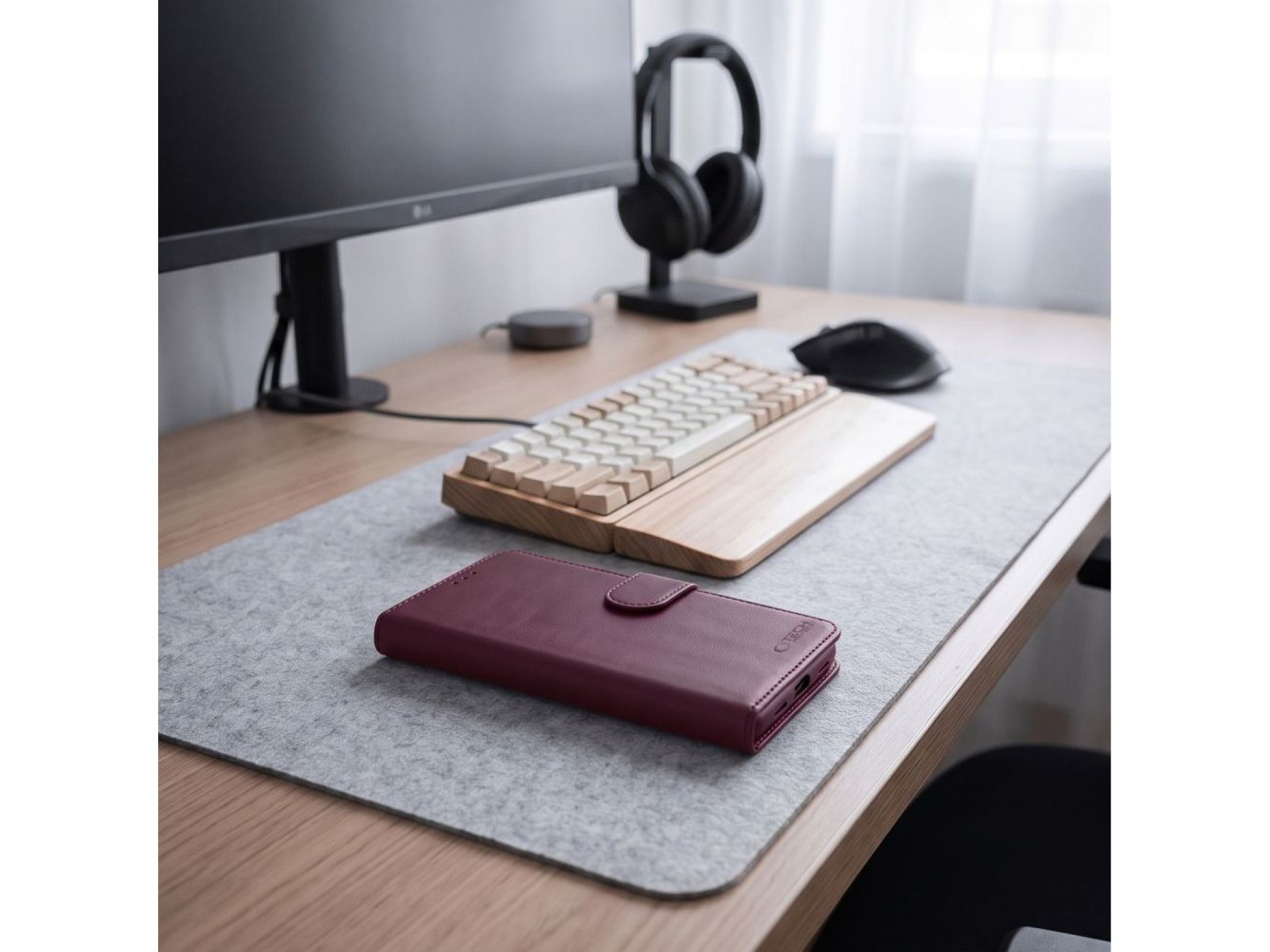 Capa carteira Tech-Protect para Xiaomi Redmi Note 17 Pro 5G - bordô