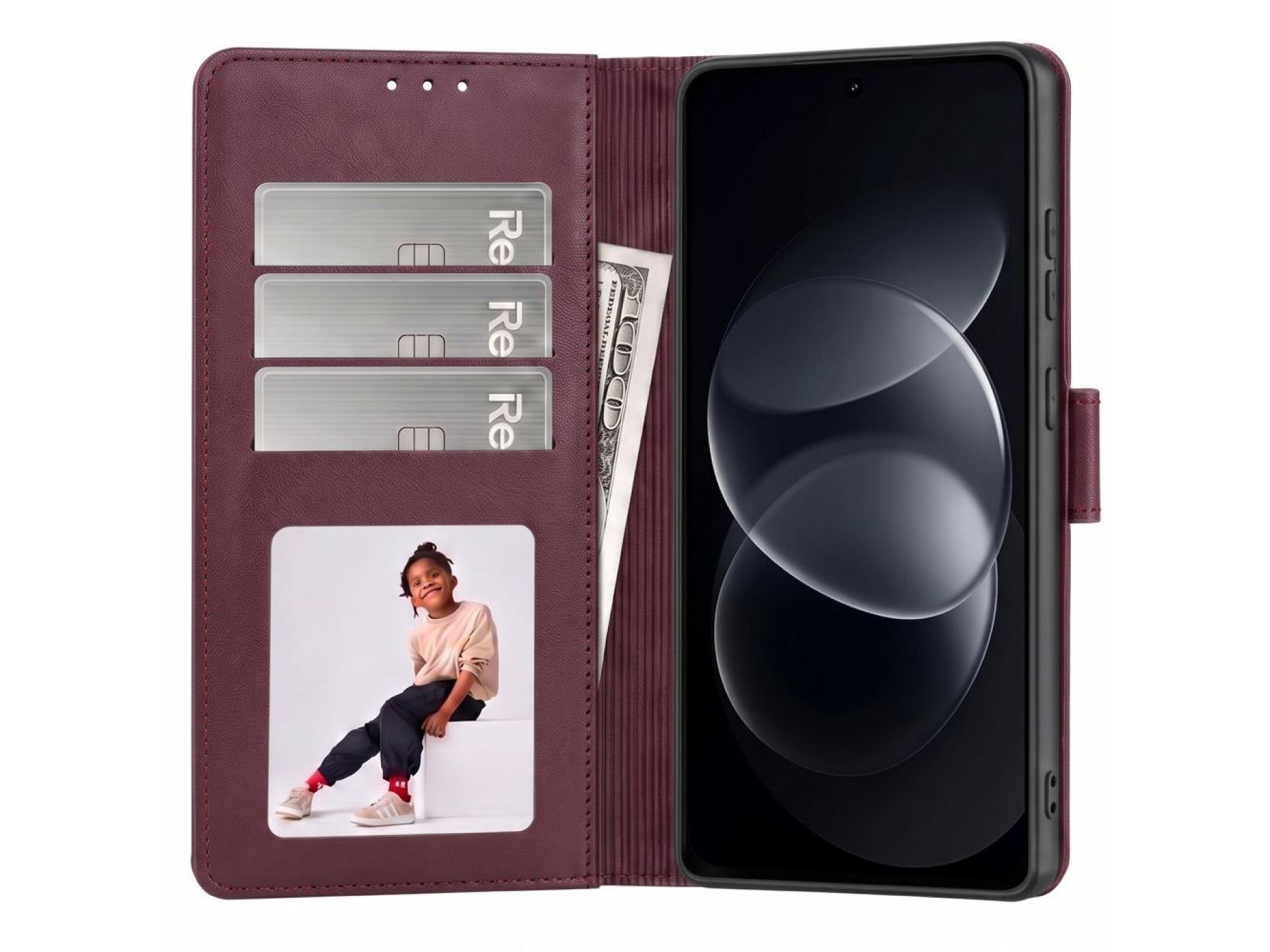 Capa carteira Tech-Protect para Xiaomi Redmi Note 17 Pro 5G - bordô