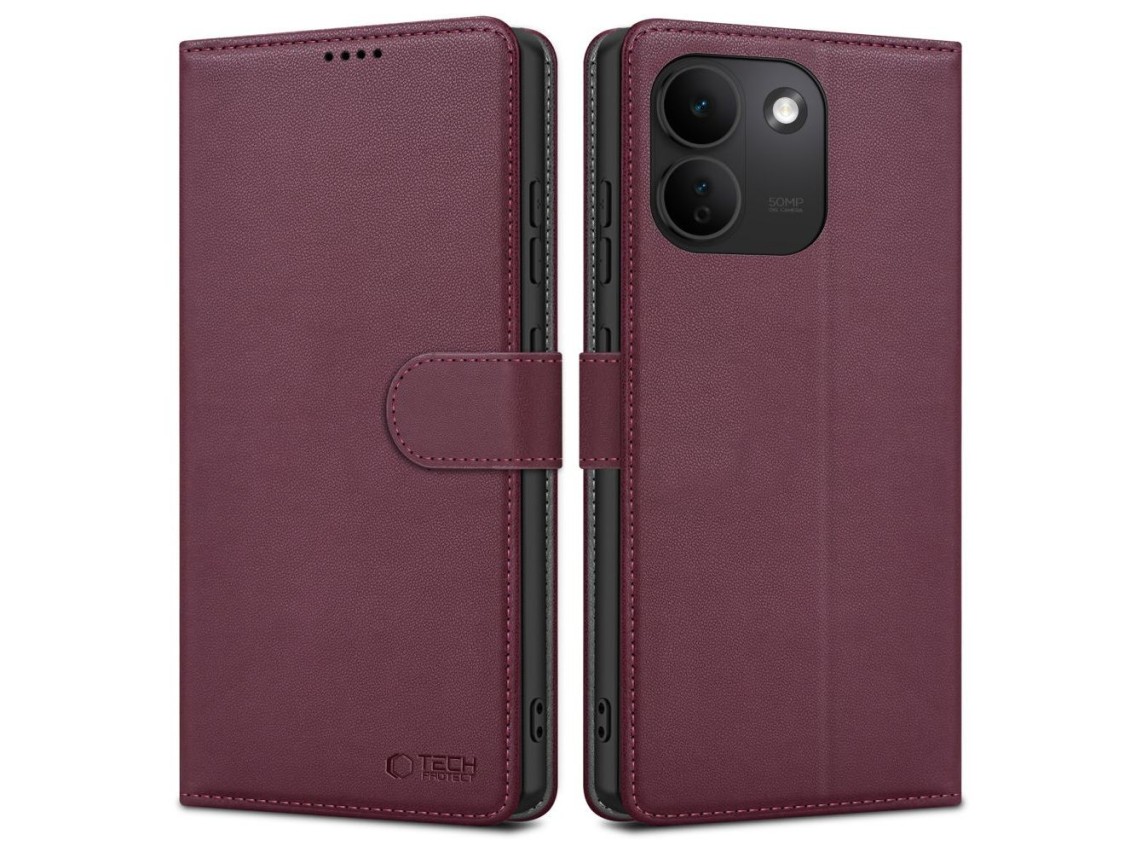 Capa carteira Tech-Protect para Xiaomi Redmi Note 17 Pro Max 5G - bordô