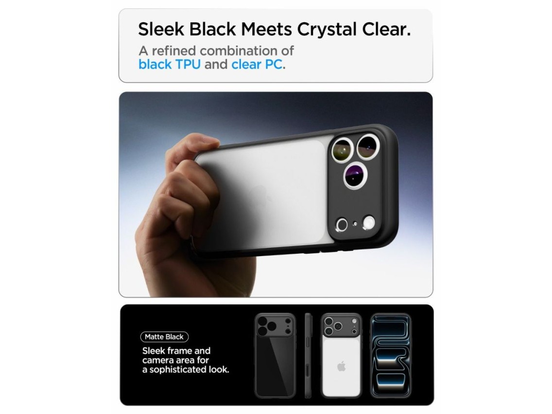Funda Spigen Ultra Hybrid para iPhone 18 Pro / 17 Pro - Negro mate