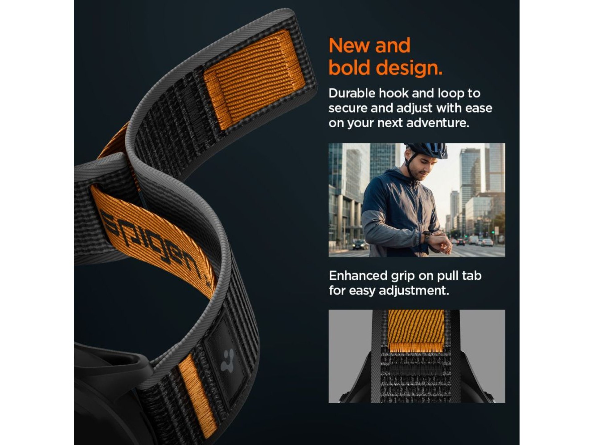 Correa Spigen Athlex Airna Garmin de liberación rápida de 22 mm - Negro y naranja