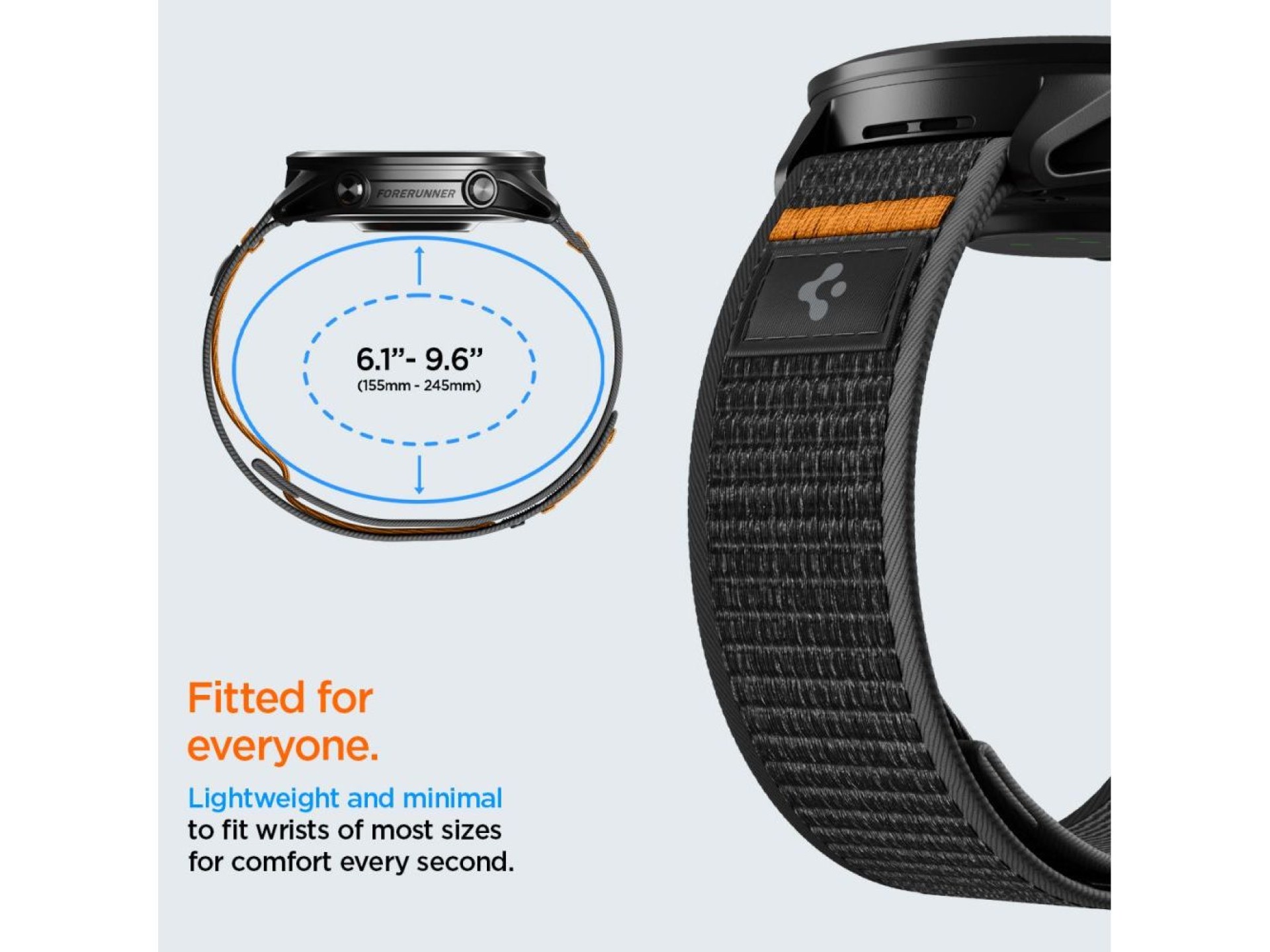 Correa Spigen Athlex Airna Garmin de liberación rápida de 22 mm - Negro y naranja