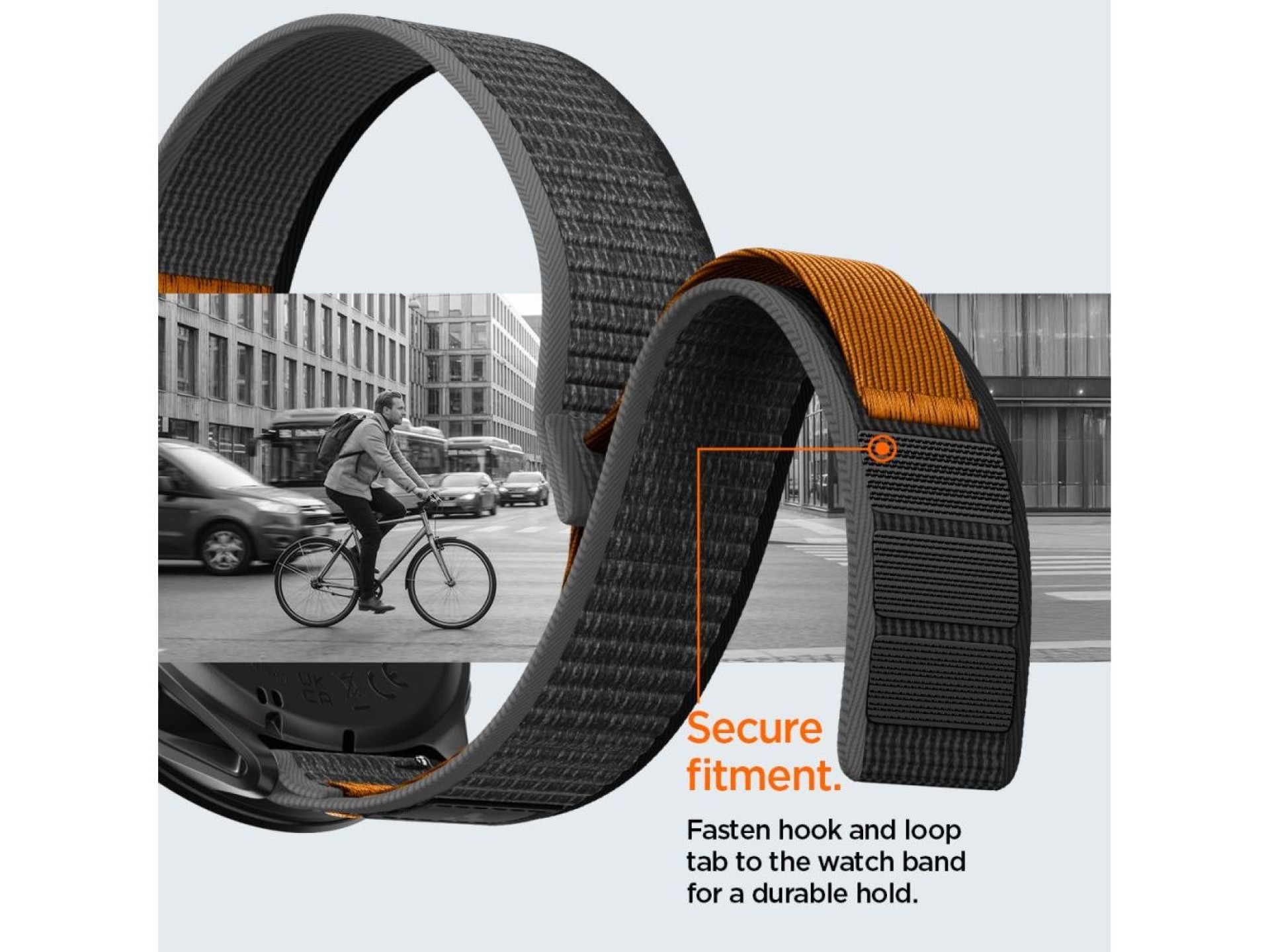 Correa Spigen Athlex Airna Garmin de liberación rápida de 22 mm - Negro y naranja