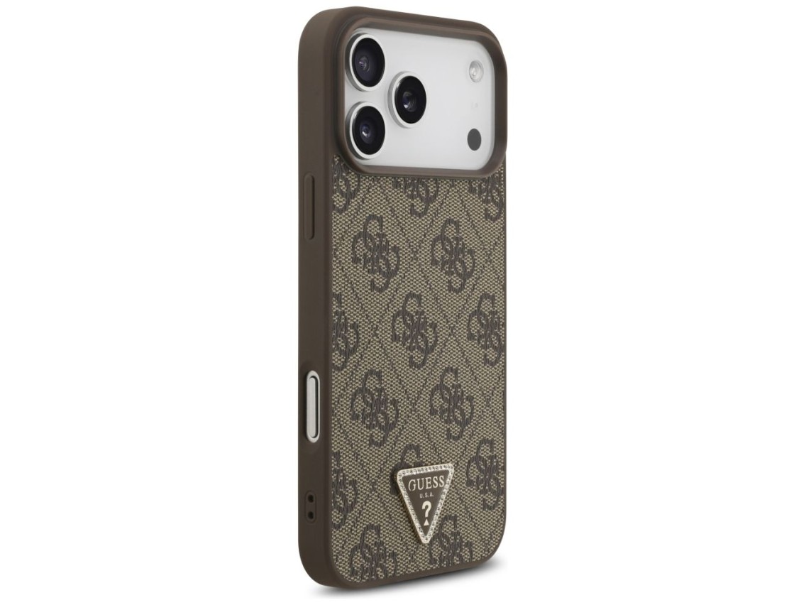 Funda Guess Leather 4G Triangle Strass MagSafe para iPhone 17 Pro Max / 18 Pro Max - Marrón