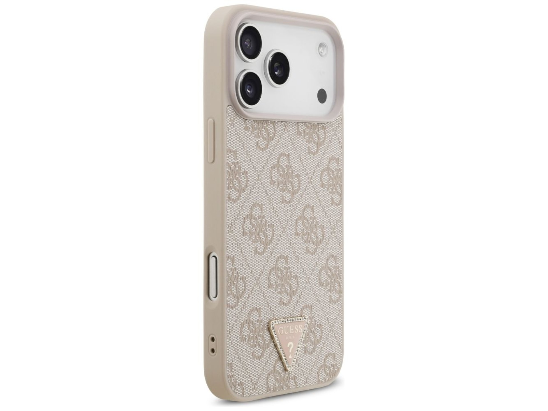 Funda Guess Leather 4G Triangle Strass MagSafe para iPhone 17 Pro Max / 18 Pro Max - Rosa