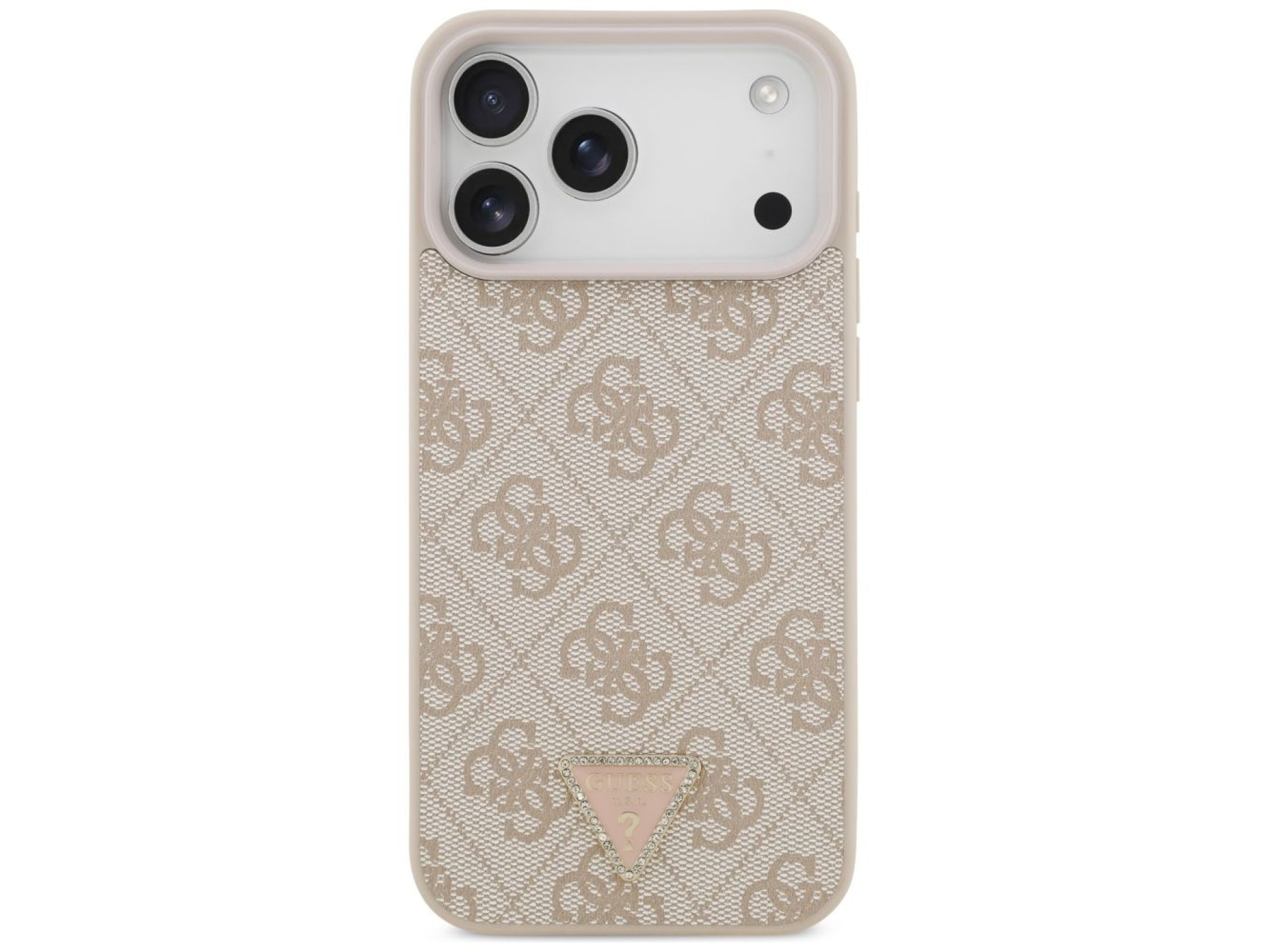 Funda Guess Leather 4G Triangle Strass MagSafe para iPhone 17 Pro Max / 18 Pro Max - Rosa
