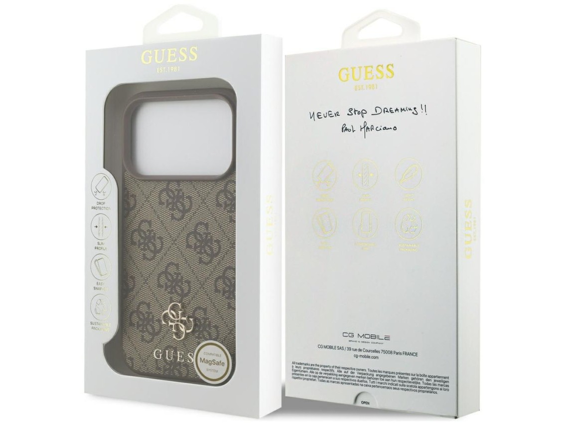 Guess 4G Small Classic Logo MagSafe Case for iPhone 17 Pro / 18 Pro - Brown