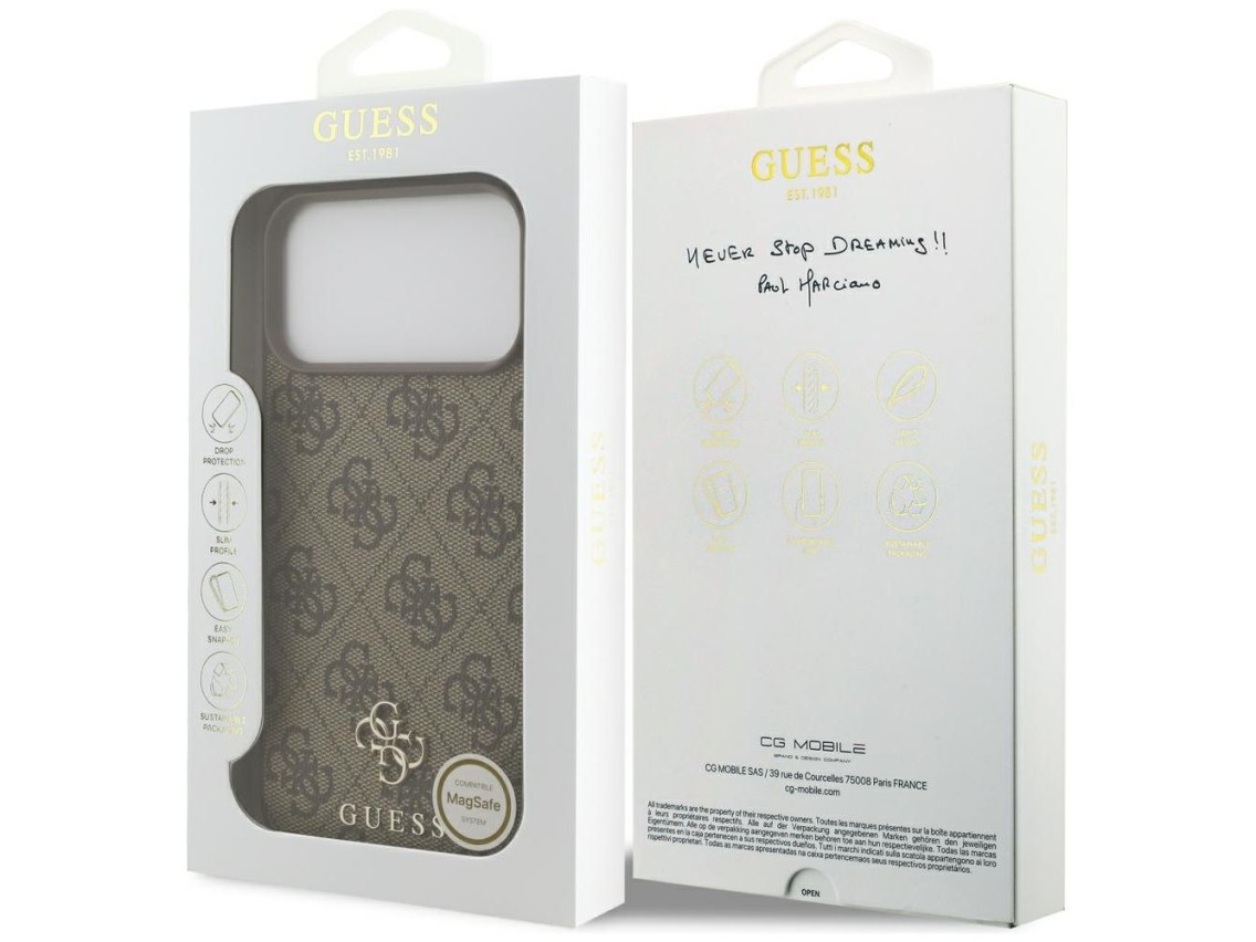 Capa MagSafe Guess 4G Small Classic Logo para iPhone 17 Pro Max / 18 Pro Max - Marrom
