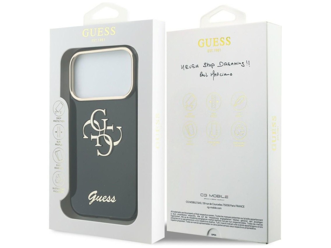 Guess IML 4G Script Metal Case for iPhone 17 Pro Max / 18 Pro Max - Black