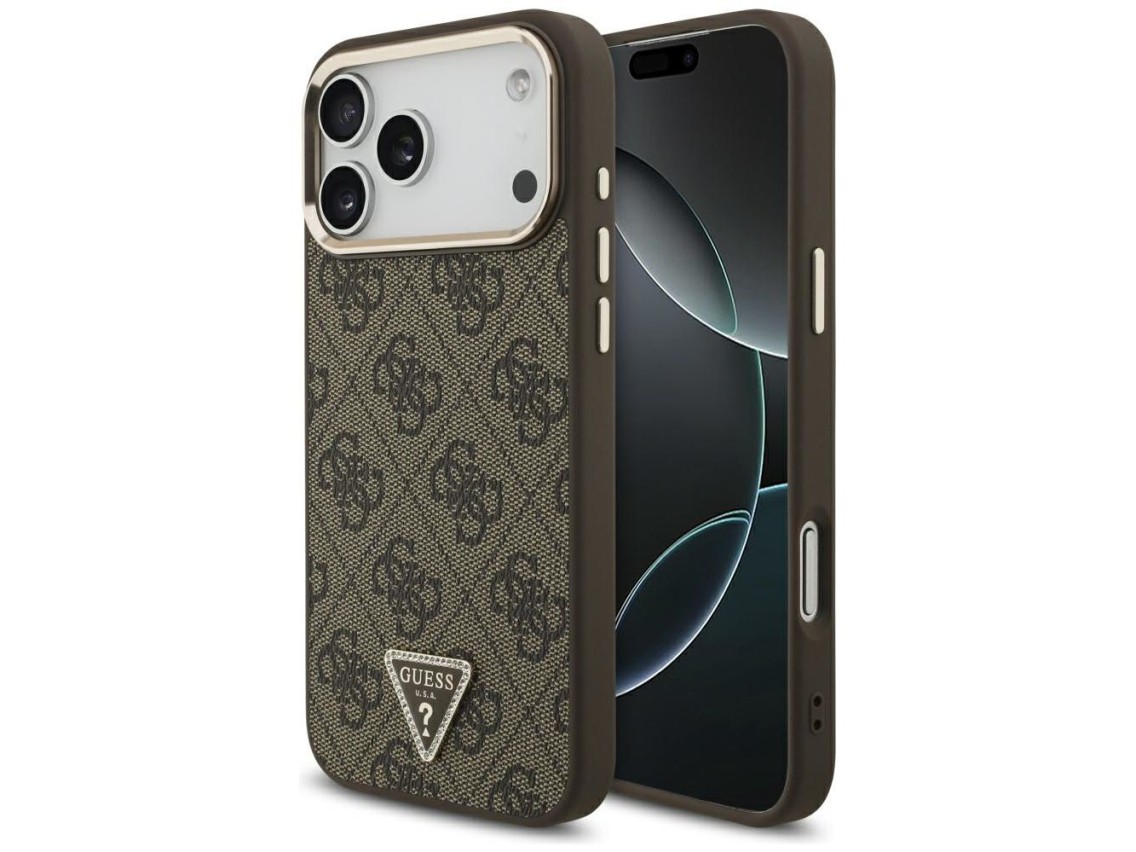 Capa Guess 4G Triangle Logo MagSafe para iPhone 17 Pro Max / 18 Pro Max - Marrom