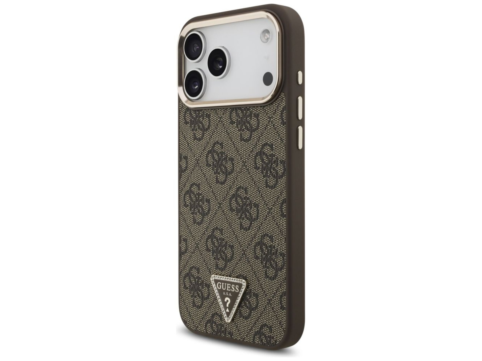 Funda Guess 4G con logo triangular y MagSafe para iPhone 17 Pro Max / 18 Pro Max - Marrón