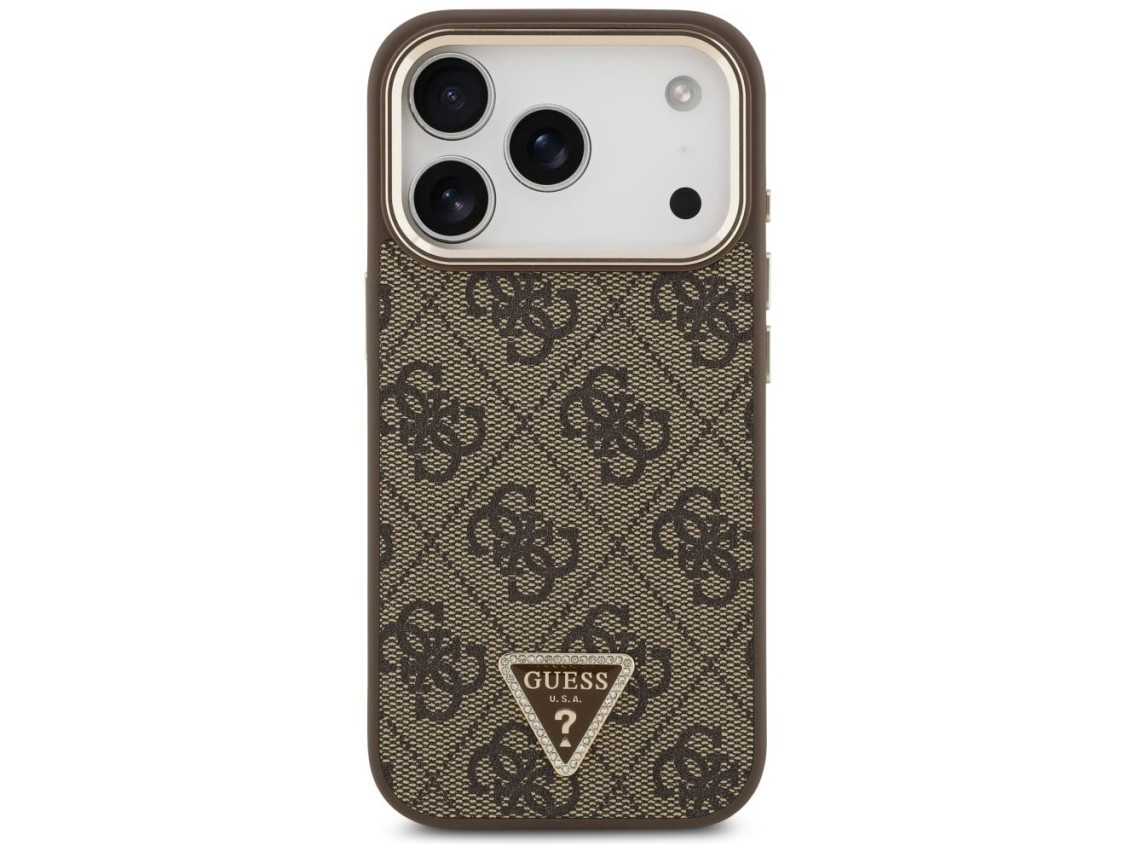 Funda Guess 4G con logo triangular y MagSafe para iPhone 17 Pro / 18 Pro - Marr�n