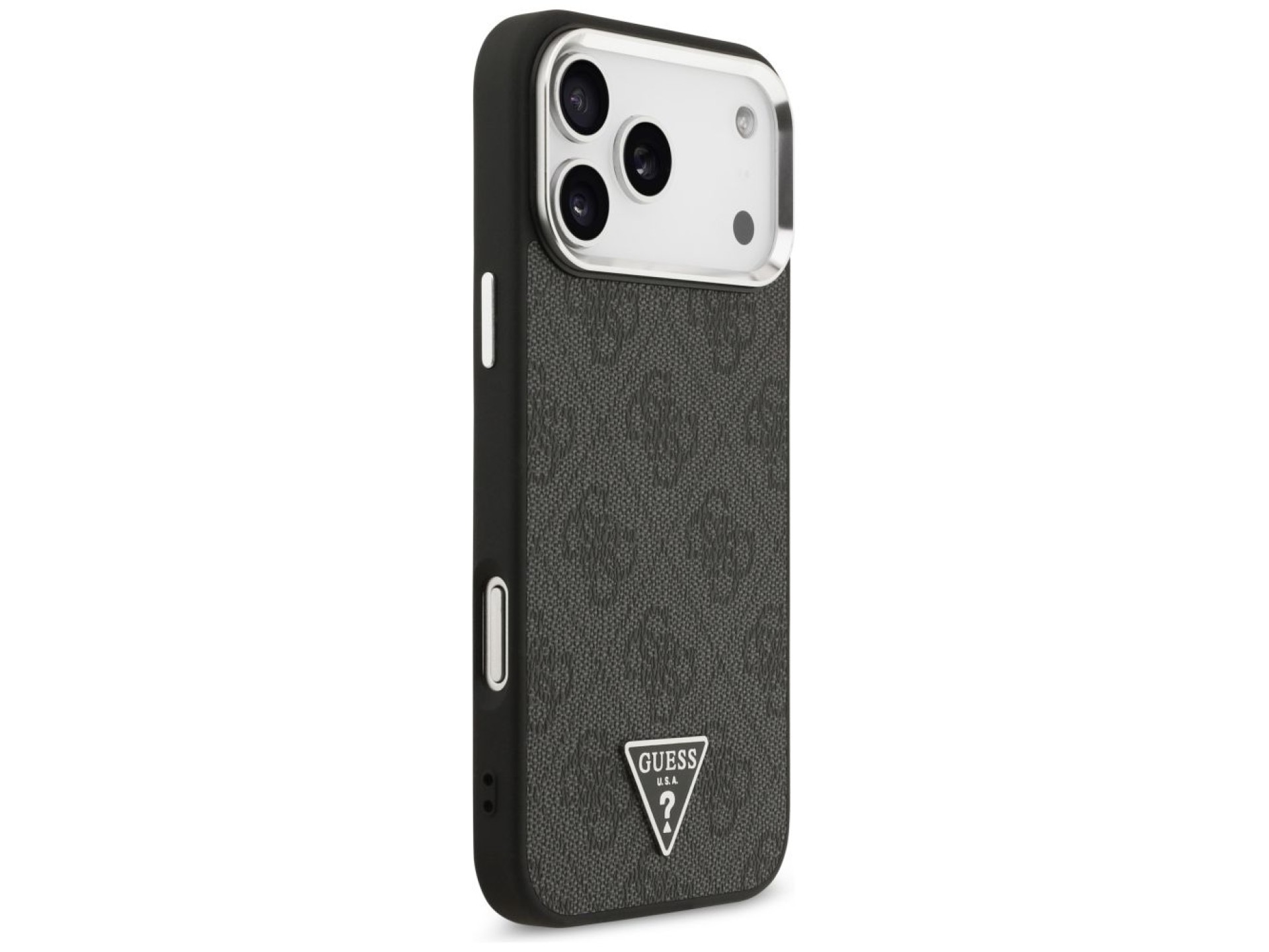 Capa Guess 4G Triangle Logo MagSafe para iPhone 17 Pro Max / 18 Pro Max - Preto e Prata
