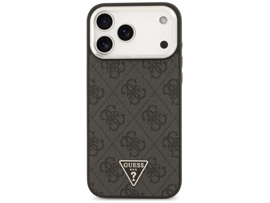 Capa Guess 4G Triangle Logo MagSafe para iPhone 17 Pro Max / 18 Pro Max - Preto e Prata