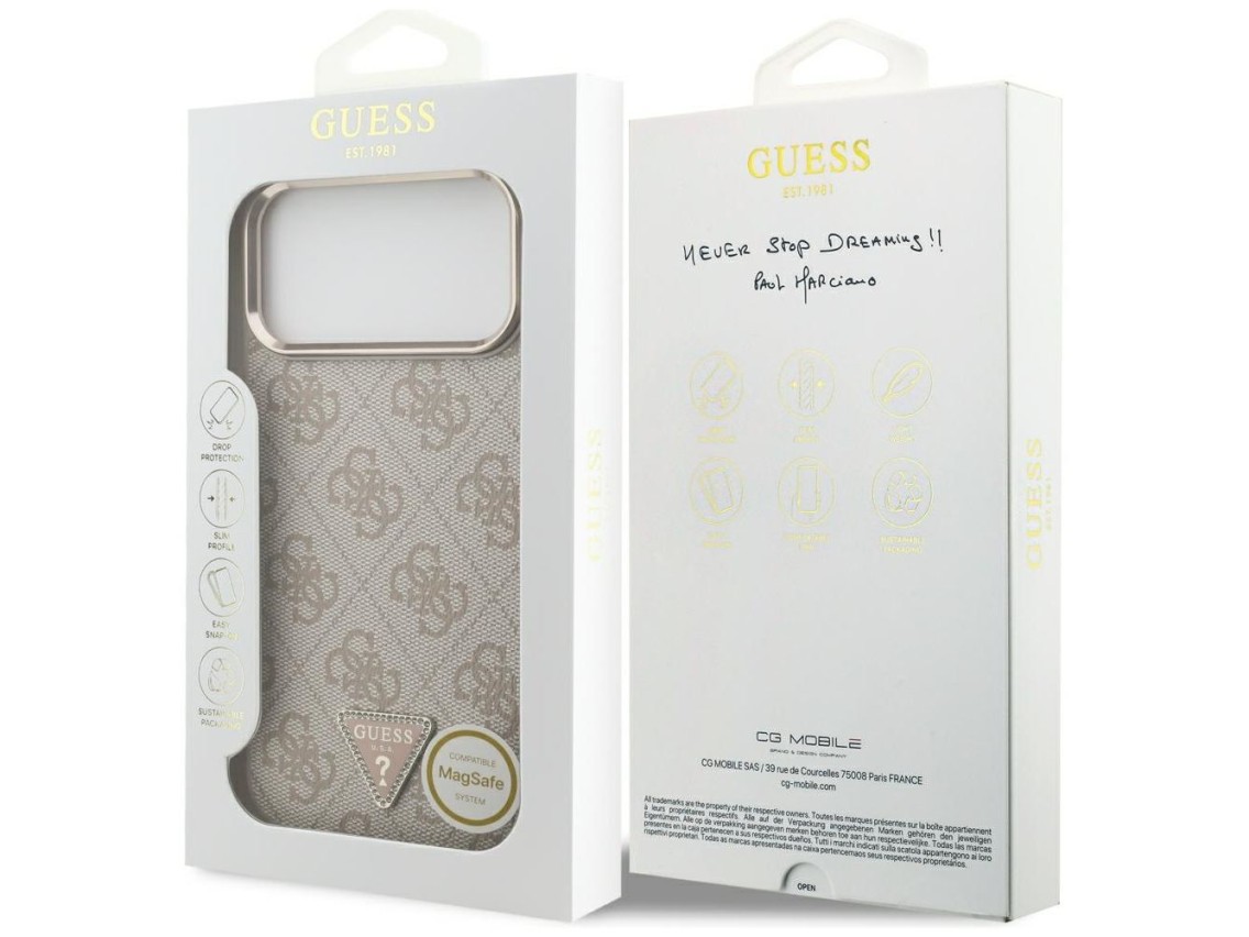 Guess 4G Triangle Logo MagSafe Case for iPhone 17 Pro Max / 18 Pro Max - Rose Gold