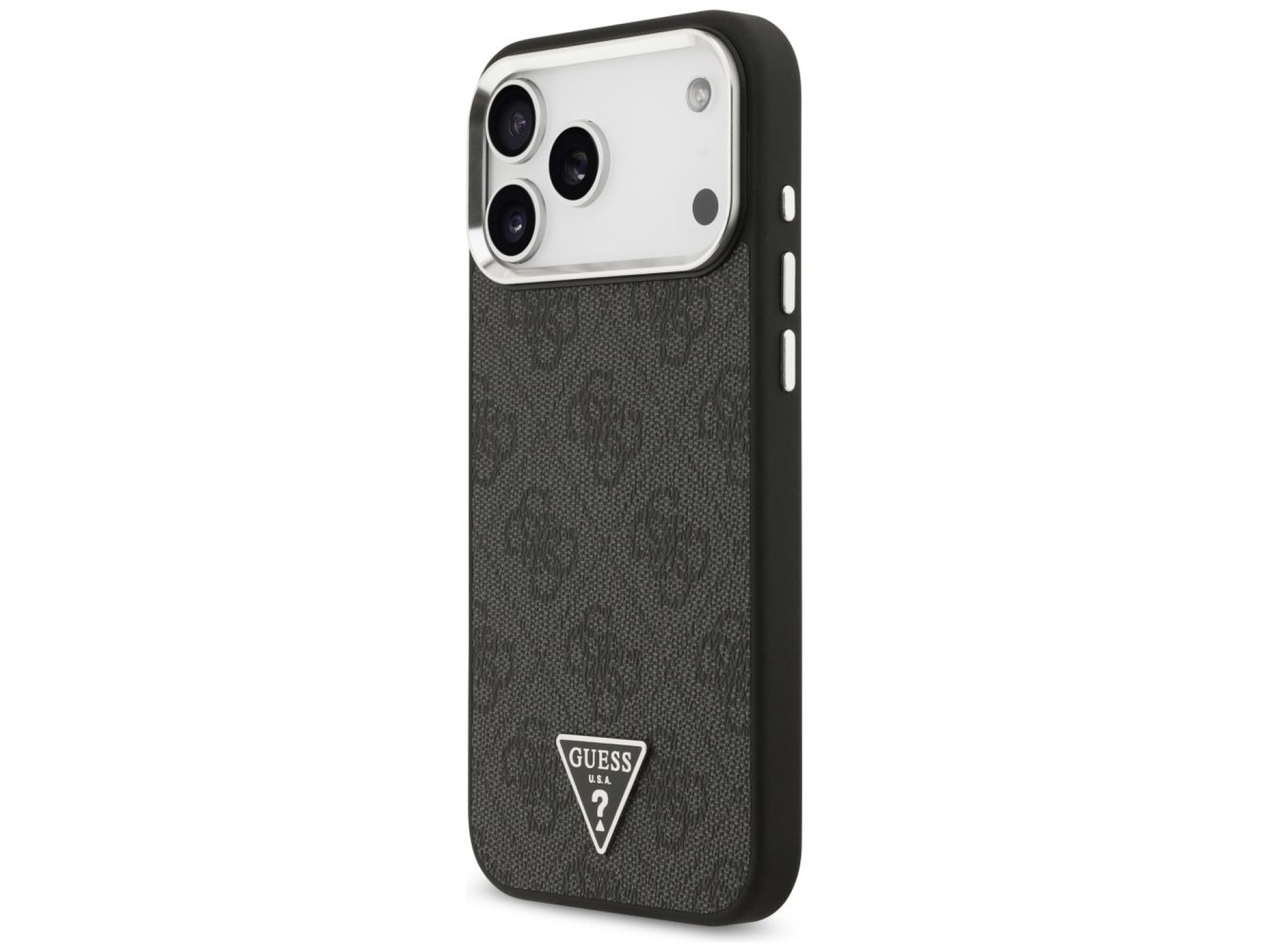 Capa Guess 4G Triangle Logo MagSafe para iPhone 17 Pro Max / 18 Pro Max - Preto e Prata