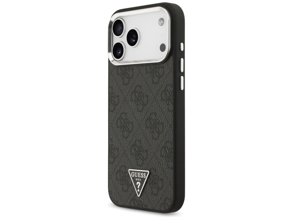 Capa Guess 4G Triangle Logo MagSafe para iPhone 17 Pro Max / 18 Pro Max - Preto e Prata
