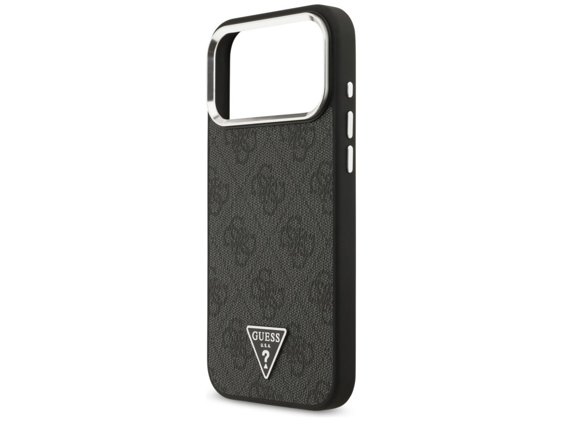 Capa Guess 4G Triangle Logo MagSafe para iPhone 17 Pro Max / 18 Pro Max - Preto e Prata