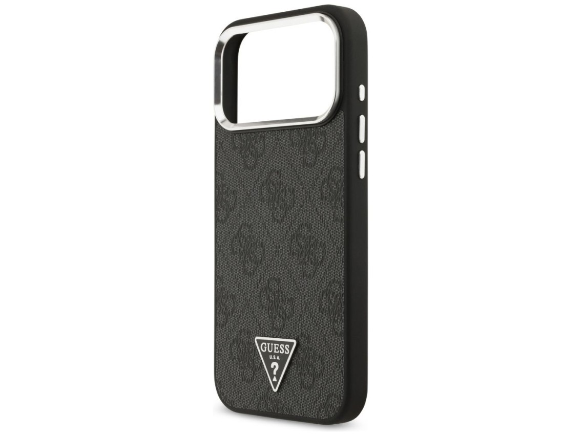 Capa Guess 4G Triangle Logo MagSafe para iPhone 17 Pro Max / 18 Pro Max - Preto e Prata
