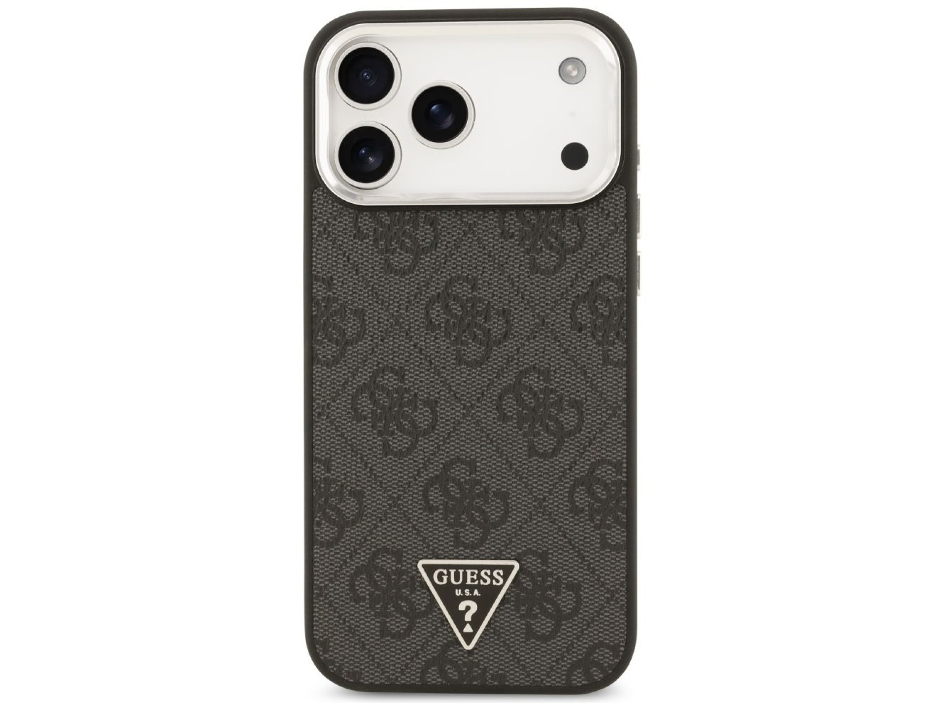 Capa Guess 4G Triangle Logo MagSafe para iPhone 17 Pro Max / 18 Pro Max - Preto e Prata
