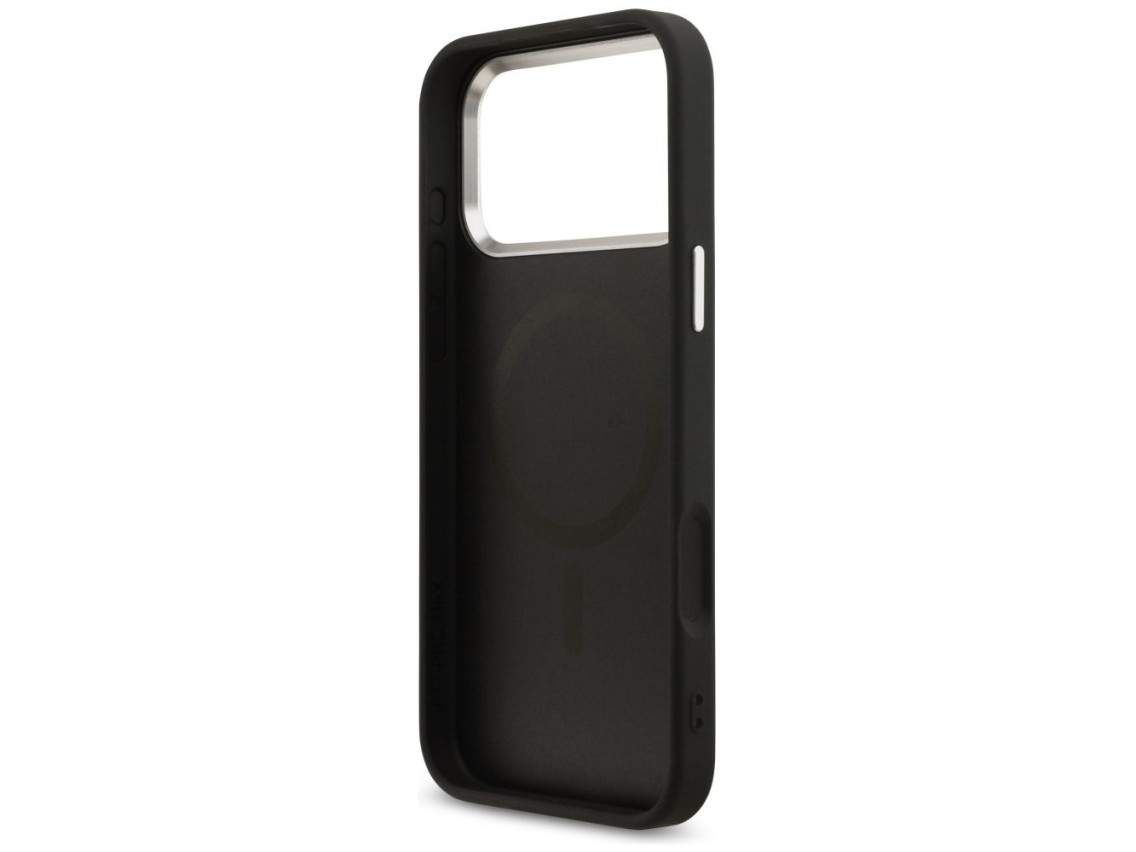 Capa Guess 4G Triangle Logo MagSafe para iPhone 17 Pro Max / 18 Pro Max - Preto e Prata