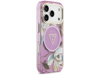 Funda Guess IML Glitter Flowers Triangle MagSafe para iPhone 17 Pro / 18 Pro - Morado Funda Guess IML Glitter Flowers Triangle MagSafe para iPhone 17 Pro / 18 Pro - Morado