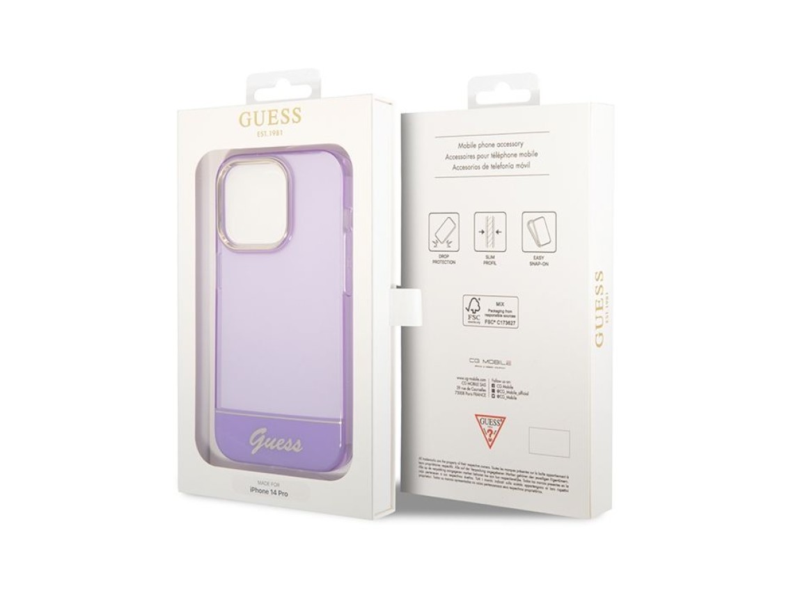 Capa translúcida Guess para iPhone 14 Pro Max - Roxa