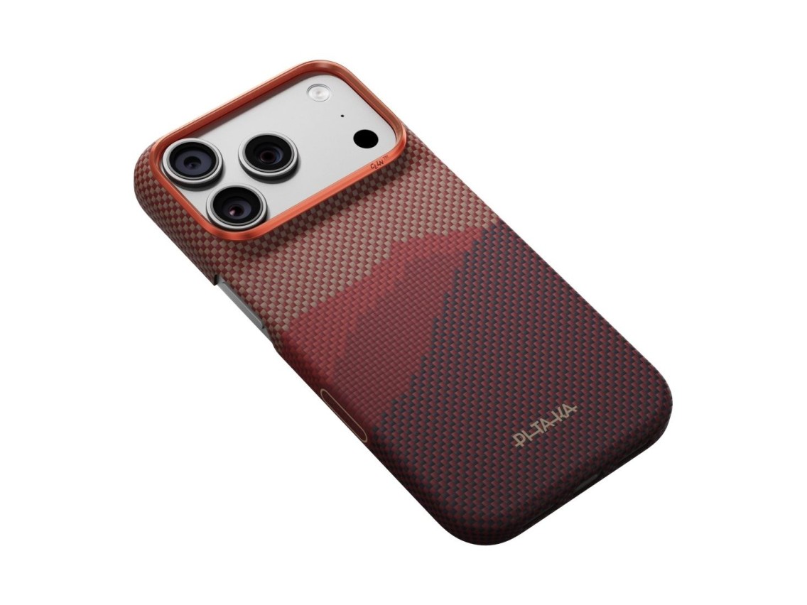 Capa PITAKA Edge Over the Horizon MagSafe para iPhone 18 Pro / 17 Pro, cor crepúsculo de outono.