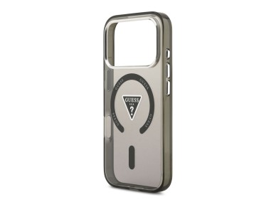 Capa MagSafe Guess IML com logotipo triangular em gradiente para iPhone 17 Pro - Preta Capa MagSafe Guess IML com logotipo triangular em gradiente para iPhone 17 Pro - Preta
