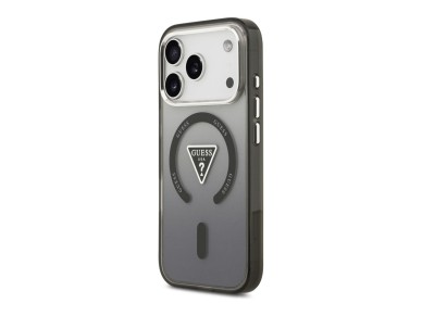 Capa MagSafe Guess IML com logotipo triangular em gradiente para iPhone 17 Pro - Preta Capa MagSafe Guess IML com logotipo triangular em gradiente para iPhone 17 Pro - Preta