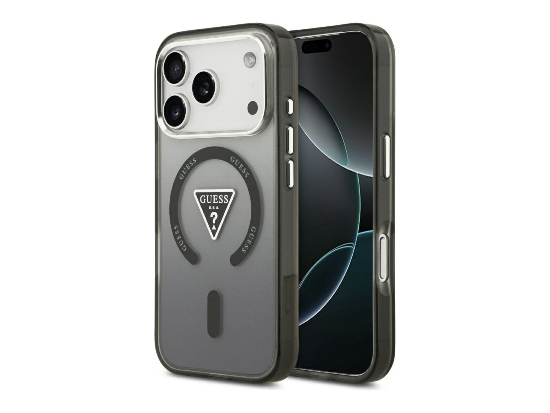 Guess IML Gradient Triangle Logo MagSafe Case for iPhone 17 Pro - Black