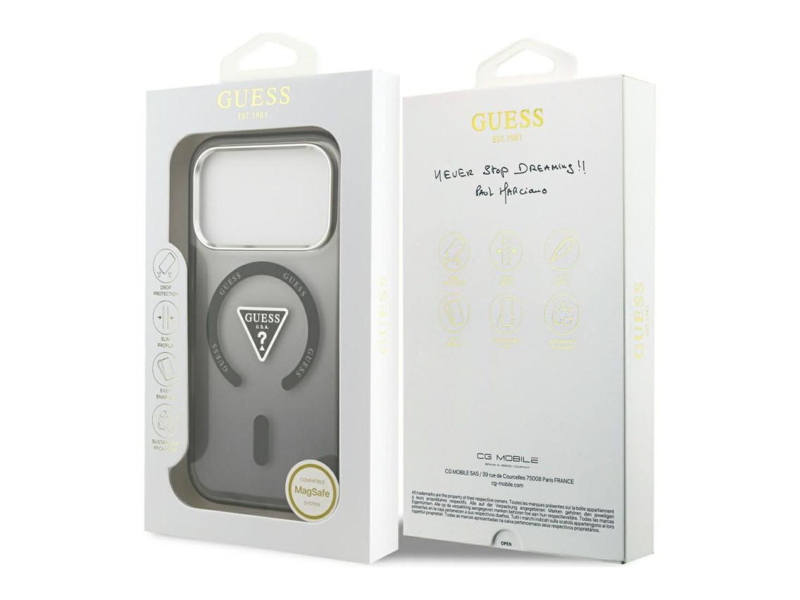 Guess IML Gradient Triangle Logo MagSafe Case for iPhone 17 Pro - Black