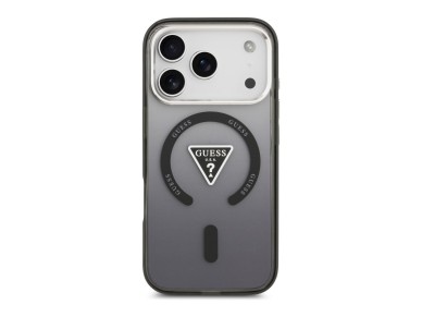 Capa MagSafe Guess IML com logotipo triangular em gradiente para iPhone 17 Pro - Preta Capa MagSafe Guess IML com logotipo triangular em gradiente para iPhone 17 Pro - Preta