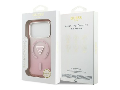 Guess IML Gradient Triangle Logo MagSafe Case for iPhone 17 Pro - Pink