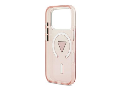 Capa MagSafe Guess IML com logo triangular em gradiente para iPhone 17 Pro - Rosa