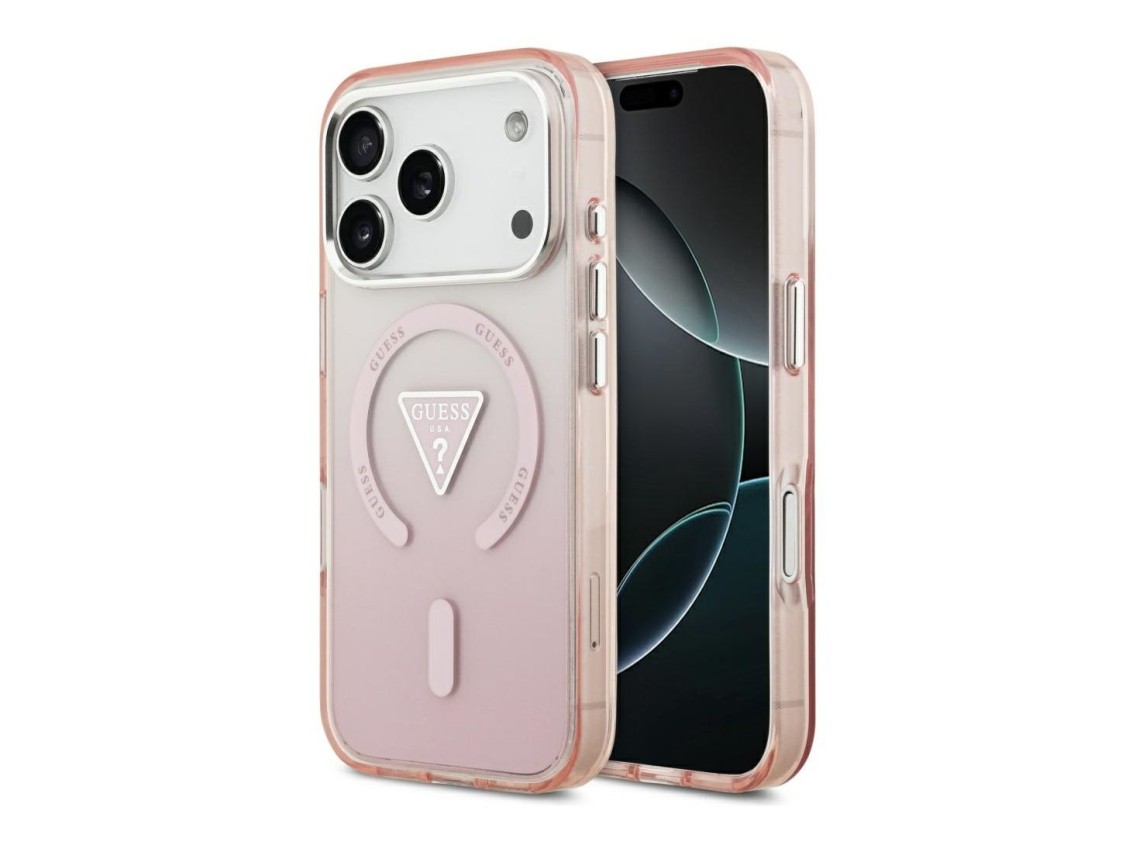 Guess IML Gradient Triangle Logo MagSafe Case for iPhone 17 Pro - Pink