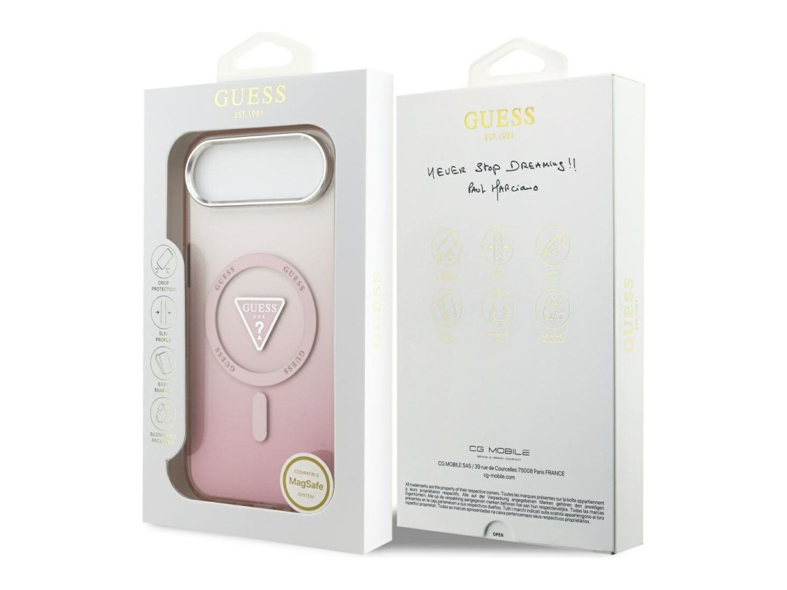 Capa MagSafe para iPhone Air com logo triangular gradiente IML da Guess - Rosa