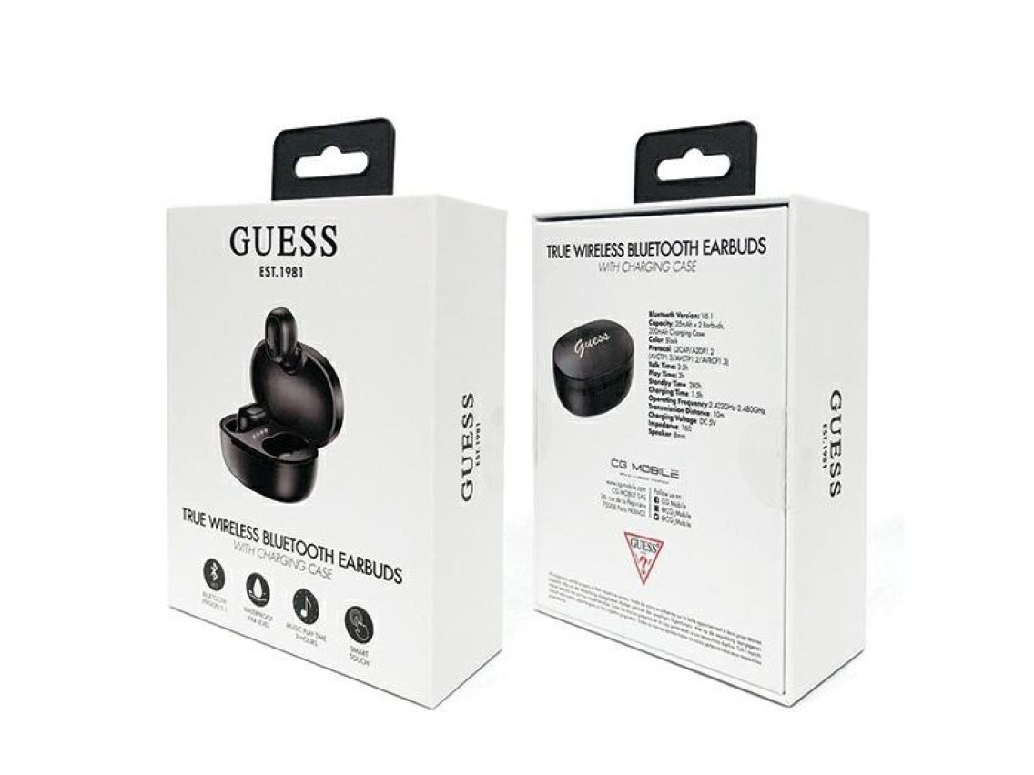 Guess Bluetooth Wireless Headphones GUTWST30BKTWS + Docking Station - Black